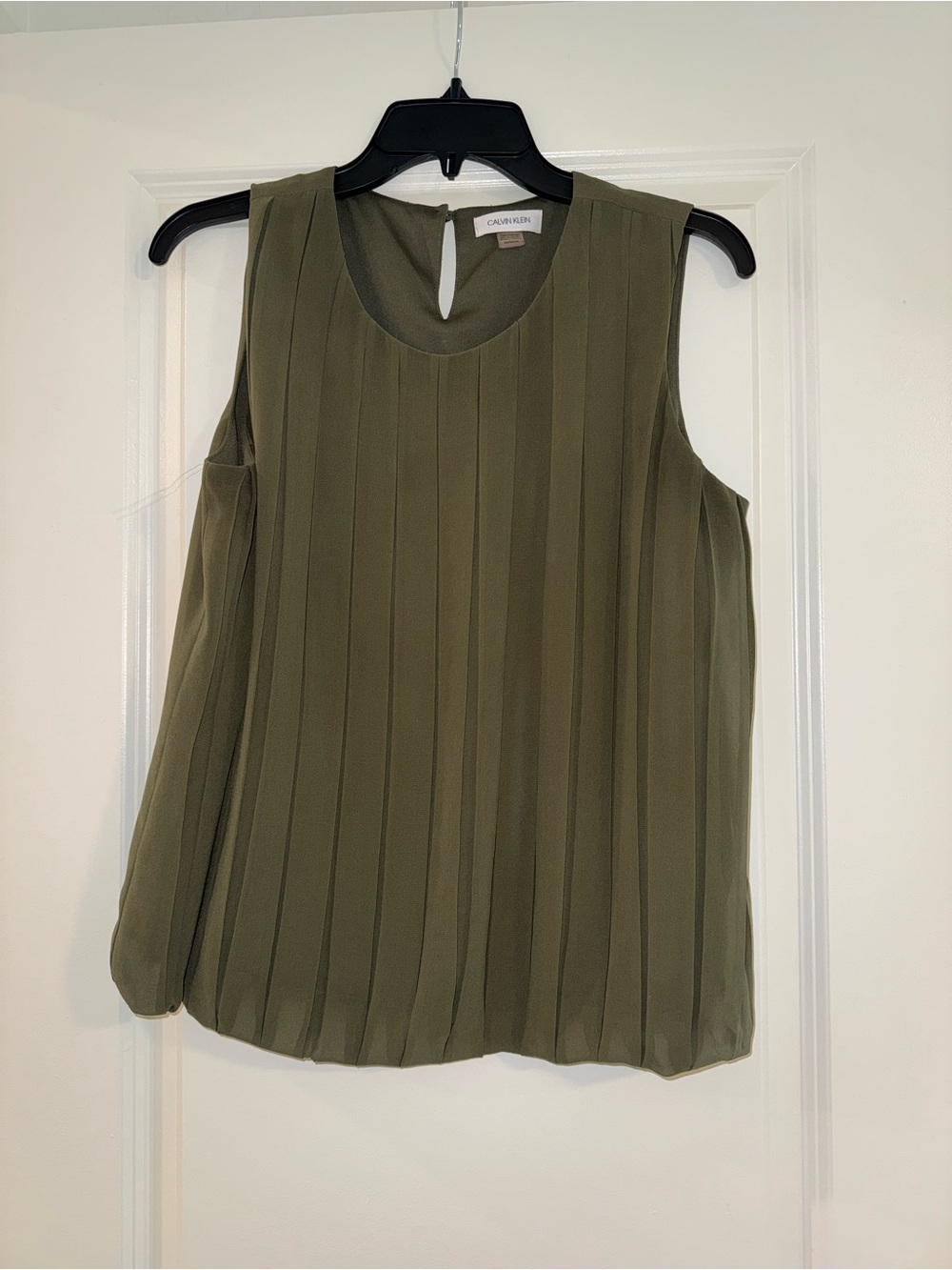 Calvin Klein Olive Pleated Sleeveless Top